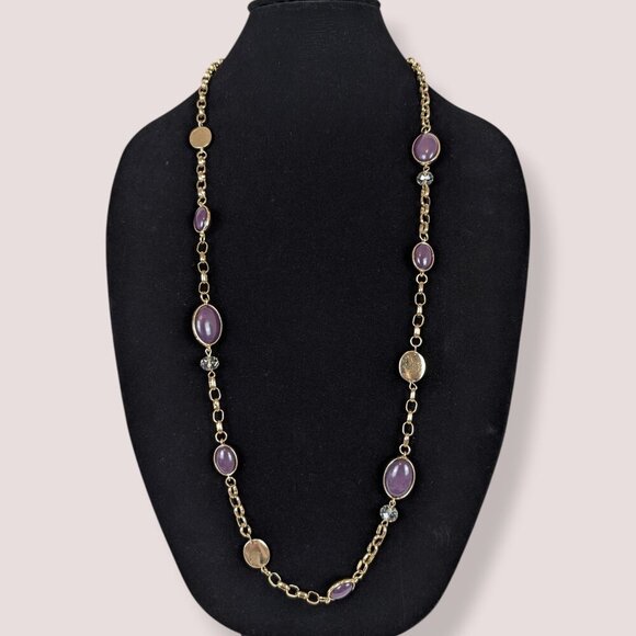 (2/$20) Long Purple & Gold Chain Necklace - Picture 1 of 5